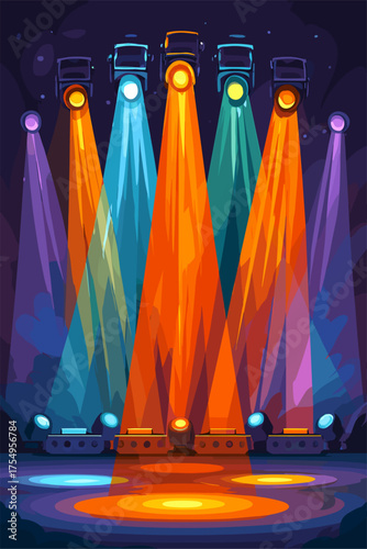Colorful Stage Lights Illustration for Concerts and Performances