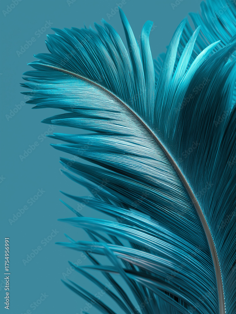 Fototapeta premium Close-up of blue palm leaf with detailed texture and fine parallel lines