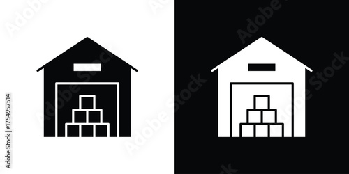 Warehouse icon vector graphics, a flat solid icons