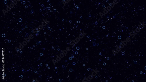 Journey through a dark sky filled with shimmering stars and glowing circles.