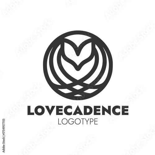 LOVE CADENCE logo with heart-wing emblem enclosed in circle, symbolizing love, rhythm, and elegant harmony