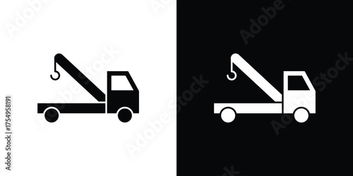 Tow truck icon vector graphics, a flat solid icons