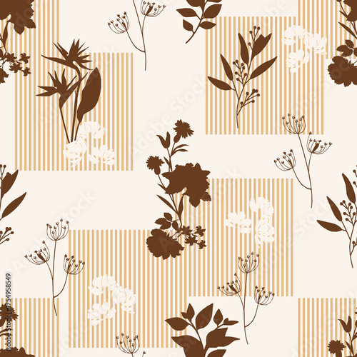 Seamless abstract geometric floral pattern. Vector Illustration.