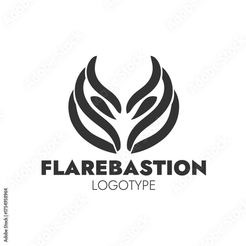 FLAREBASTION logo features winged flame emblem in symmetrical design, evoking energy and bold brand identity
