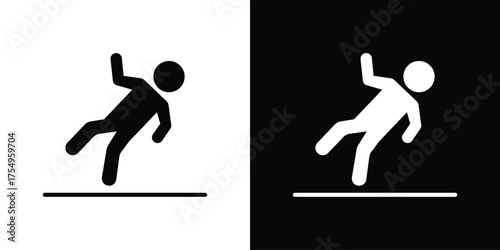 Slippery floor icon vector graphics, a flat solid icons