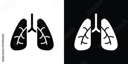 Lung icon vector graphics, a flat solid icons