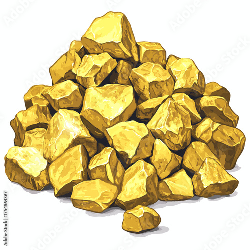 Gold grains on a white 