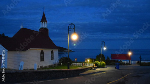 The village church on a summer evening, Tadoussac, Québec, Canada