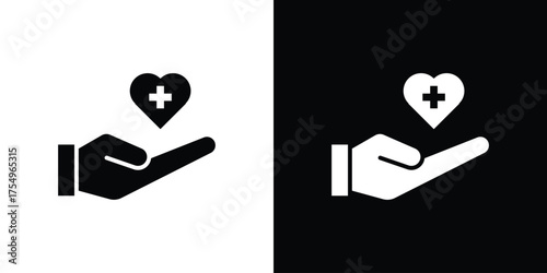 Health insurance icon vector graphics, a flat solid icons
