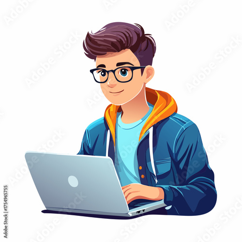 Teenager am Laptop