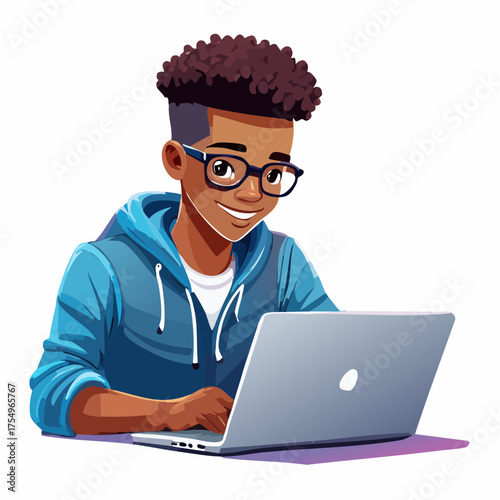 Teenager am Laptop