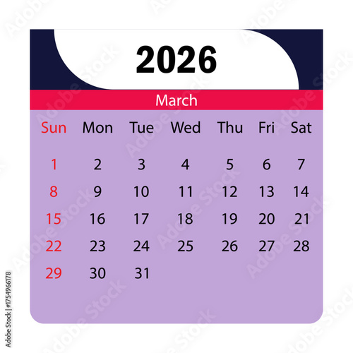 March 2026 calendar grid planning scheduling dates days planning tool