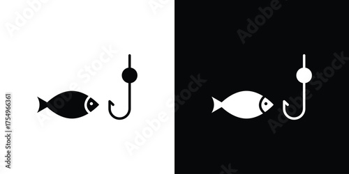 Fishing icon vector graphics, a flat solid icons