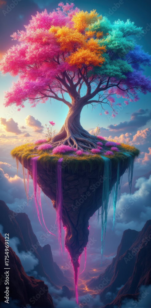 Fototapeta premium Glowing Roots of the Sky – Dreamlike Surreal Wallpaper