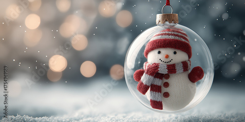 A snowman in a hard hat and gloves intently uses a tablet with a stylus, set against a dark, glowing industrial background. created by ai