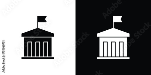 City hall building icon vector graphics, a flat solid icons