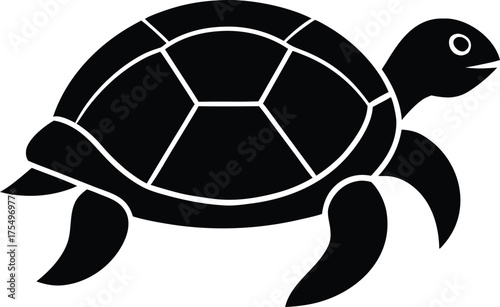 Silhouette of Sea Turtle Graphic Image Vector Design: Reptile Wildlife Symbol with Black Coloring for Decoration and Educational Material