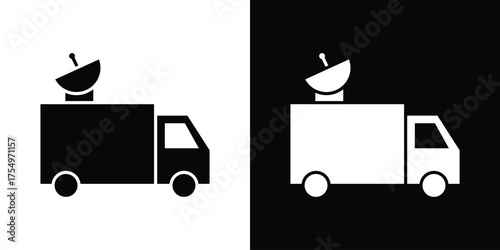 Broadcast van icon vector graphics, a flat solid icons