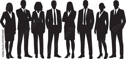 Business Team Silhouette Standing Together – Corporate Unity Concept