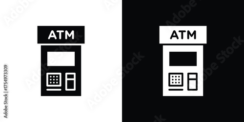 Atm icon vector graphics, a flat solid icons