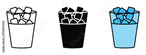 Glass container filled with ice cubes icon vector. summer drinks and beverage design symbol. vector illustration.