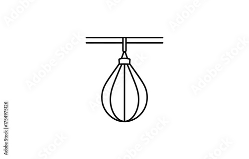 Elegant single line drawing of a speed bag for boxing training and fitness workouts vector