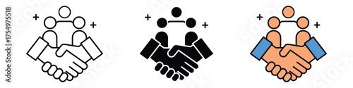 Customer Engagement icon vector. partnership success with digital handshake for collaborative ventures and growing network symbol. vector illustration.
