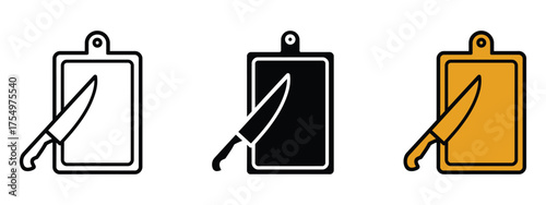 Cutting board with knife icon vector. culinary blogs, restaurant website symbol. vector illustration.