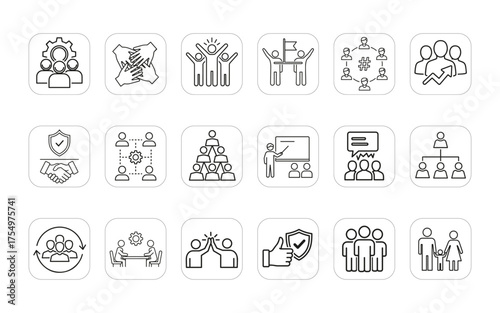 Community Line Icon Set Vol. 1 | Social Groups, People, Networking, Collaboration & Society Vector Icons