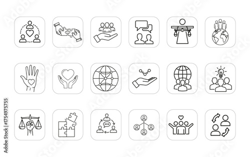 Community Line Icon Set Vol. 2 | Social Groups, People, Networking, Collaboration & Society Vector Icons