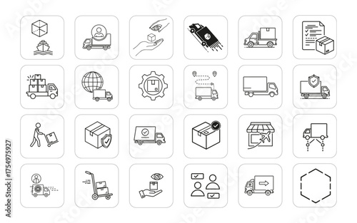 Logistics Line Icon Set Vol. 1 | Delivery, Shipping, Cargo, Transportation, Warehouse, Supply Chain Vector Icons