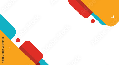 Modern Abstract Geometric Background with Vibrant Red, Teal, and Orange Shapes for Presentations and Digital Design