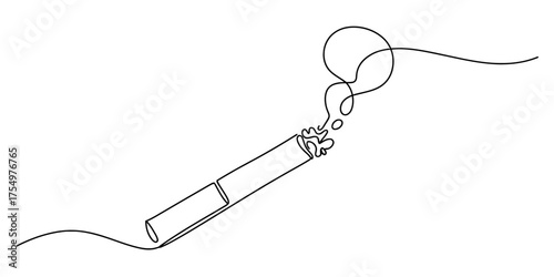 Minimalist continuous line drawing of a cigarette and balloon vector