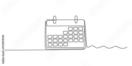 Abstract continuous one line drawing of a calendar representing time and planning vector
