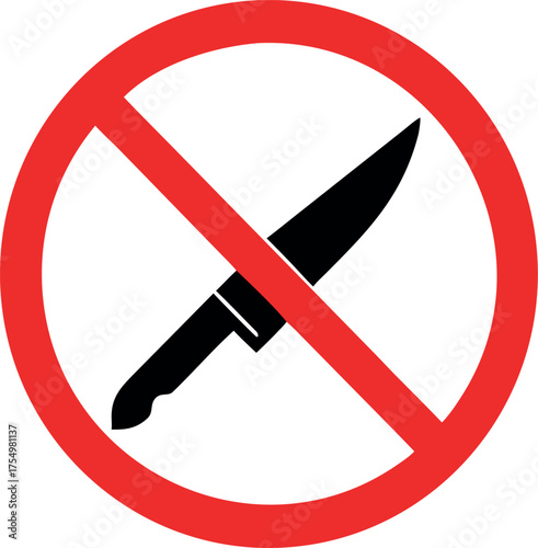 Knives not allowed vector icon. knife symbol silhouette vector. no knife no weapon vector illustration