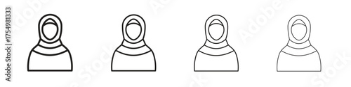 Muslim woman icon. editable stroke icon for graphic project