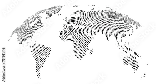World Map Halftone Dotted Effect 3D Vector Illustration