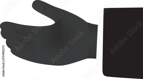 Black hand for shaking. vector	