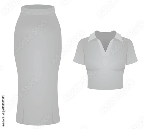 Short sleeve t shirt and skirt. vector	