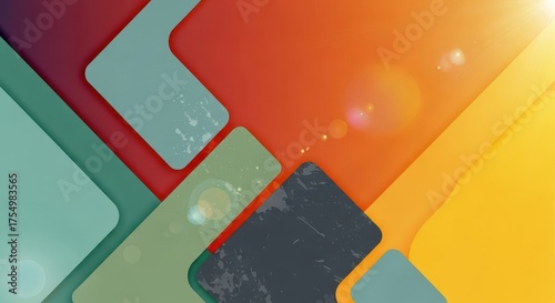 Colorful squares overlapping abstract design