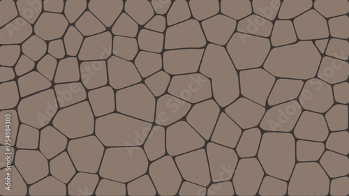 A seamless pattern of irregular beige shapes outlined in dark brown creating a mosaic like appearance