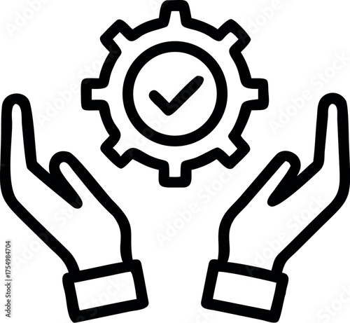hand holding gear like optimize system icon vector