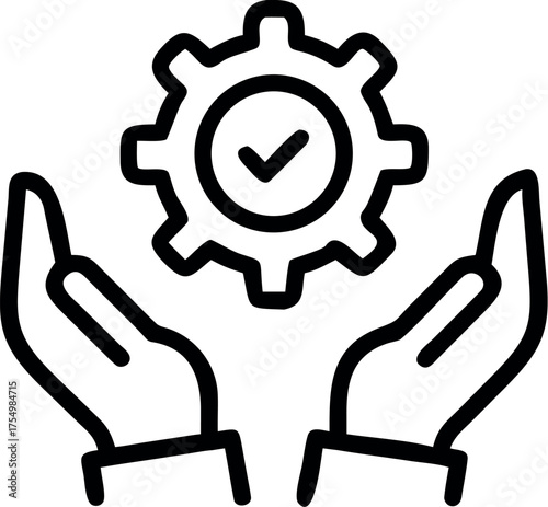 hand holding gear like optimize system icon vector