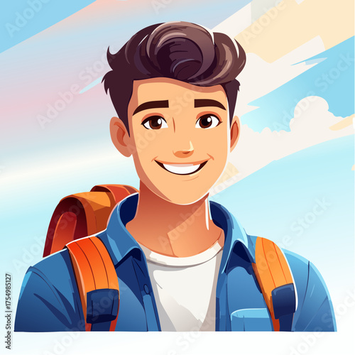 Teenager mit Rucksack auf dem Schulweg