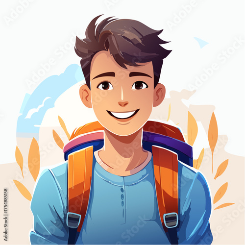 Teenager mit Rucksack auf dem Schulweg