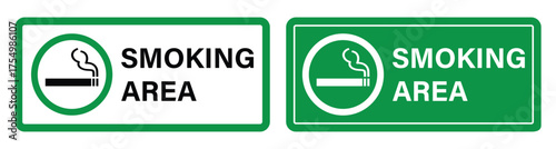 Smoking Area Sign Vector: Allowed Zone Horizontal Signage