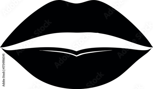 Black Lip Silhouette Icon Vector