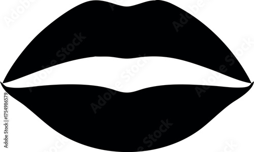 Black Lip Silhouette Icon Vector