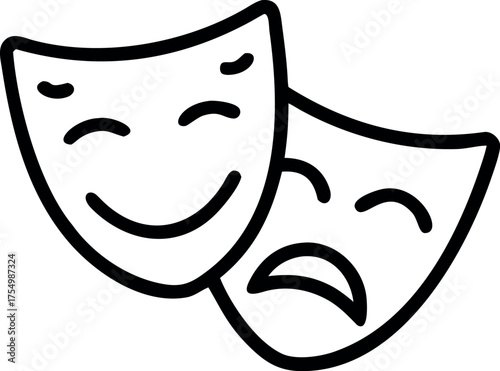 Theatre mask icon Outline, theatre mask vector icon vector