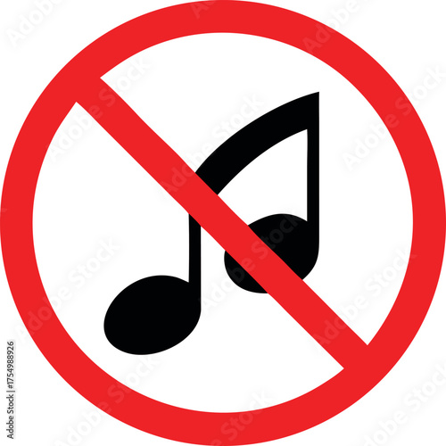 Forbidden music symbol vector. No music symbol  icon vector